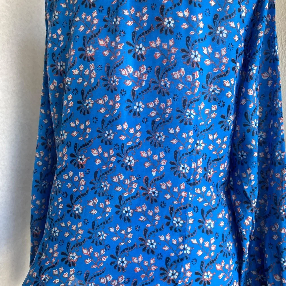 J. Crew button down Perfect shirt in blue with red & white floral pattern Sz 8 - Picture 6 of 12